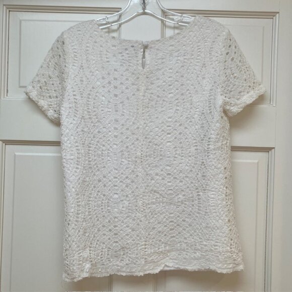 J Crew Factory off white short sleeve Lace overlay top size 2 - Picture 2 of 6